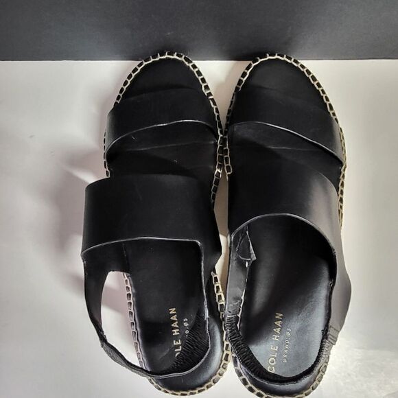 Cole Haan Women's Black Wedge Open Toe Sandals - Picture 7 of 10